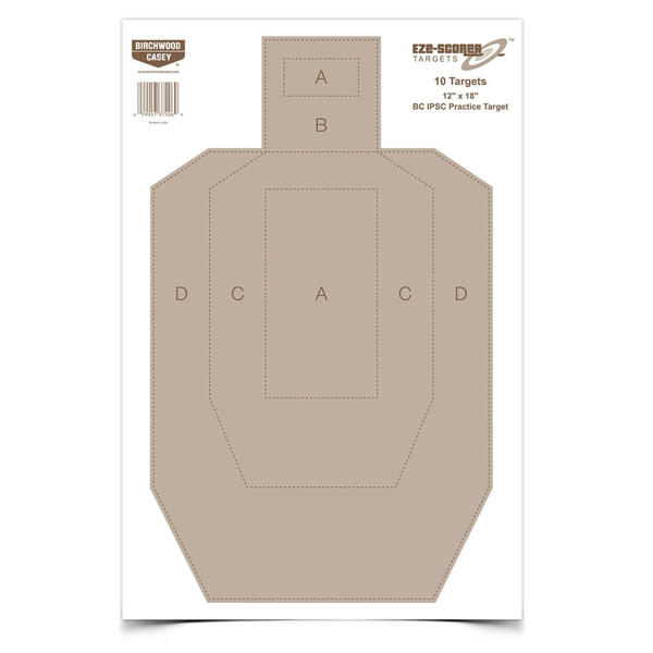 Targets Birchwood Casey Paper BIR 37206          EZESCORER 12X18 BC IPSC PRCT 10 • Model: Paper